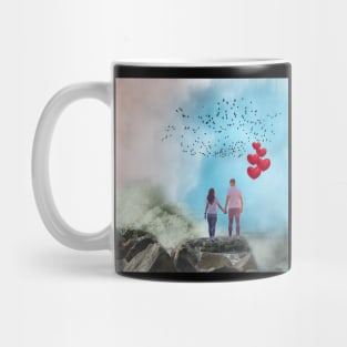 Valentine Wall Art - Fantasy seaside date - Unique Valentine Fantasy Planet Landsape - Photo print, canvas, artboard print, Canvas Print and T shirt Mug